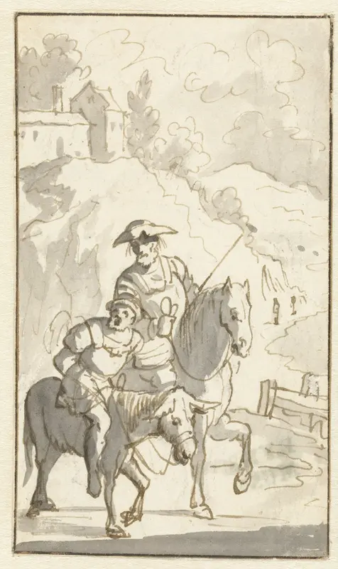 Sancho Panza wordt meegevoerd Wall Art by Caspar Luyken - High-Resolution Digital Print