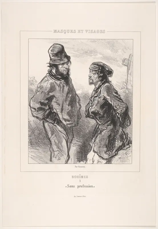 Sans profession, from "Bohèmes, Masques et Visages" Wall Art by Paul Gavarni [Chevalier] - High-Resolution Digital Print