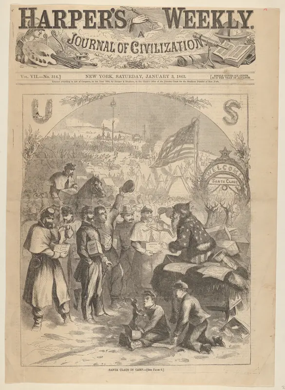 Santa Claus in Camp (from "Harper's Weekly," vol. 7, p. 1) Wall Art by Thomas Nast - High-Resolution Digital Print
