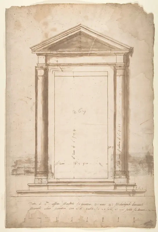 Sant'Apollonia, portal, elevation (recto) Sant'Apollonia, portal, plan (verso)