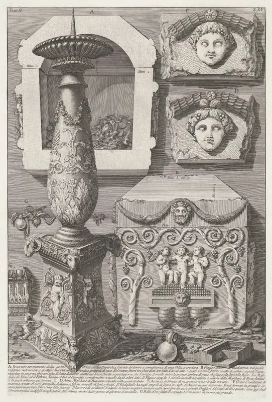 Sarcofaag van Constantina en kandelaar Wall Art by Giovanni Battista Piranesi - High-Resolution Digital Print