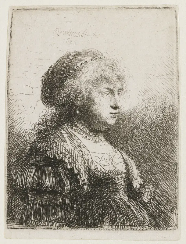 Saskia met parels in het haar Wall Art by Unknown - High-Resolution Digital Print