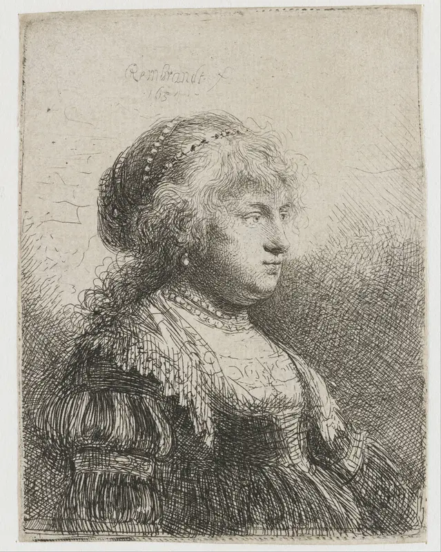 Saskia with pearls in her hair Wall Art by Unknown - High-Resolution Digital Print