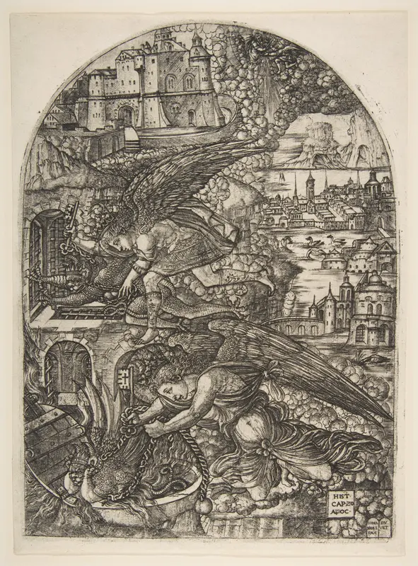 Satan bound for a Thousand Years, from the Apocalypse Wall Art by Jean Duvet - High-Resolution Digital Print