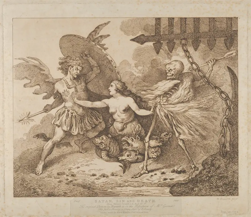 Satan, Sin & Death (Paradise Lost, Book the 2nd) Wall Art by Thomas Rowlandson - High-Resolution Digital Print