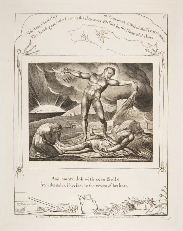 Satan Smiting Job with Boils Wall Art by William Blake - High-Resolution Digital Print