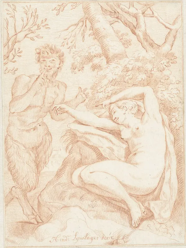 Sater bespiedt een slapende nimf Wall Art by Hendrik Lijnslager - High-Resolution Digital Print