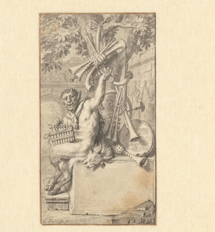 Sater met diverse muziekinstrumenten Wall Art by Gerard de Lairesse - High-Resolution Digital Print