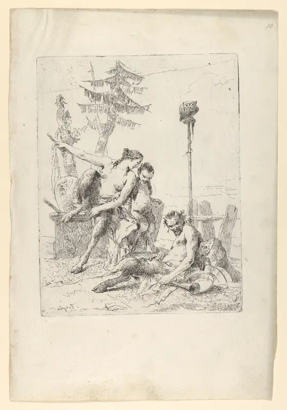 Satyr Family (Pan and his Family), from the Scherzi Wall Art by Giovanni Battista Tiepolo - High-Resolution Digital Print