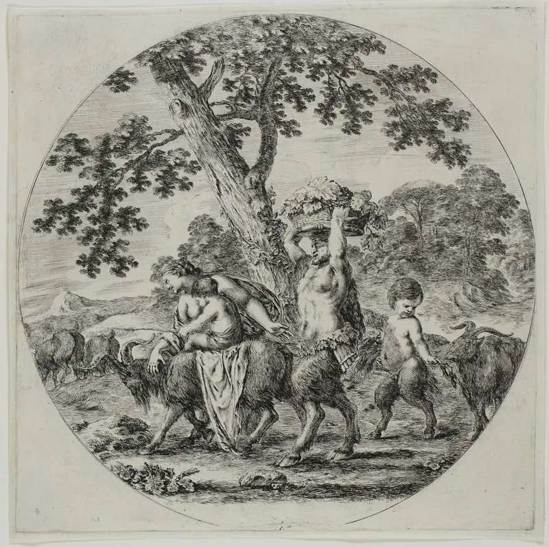 Satyr Family Walking Wall Art by Stefano della Bella - High-Resolution Digital Print