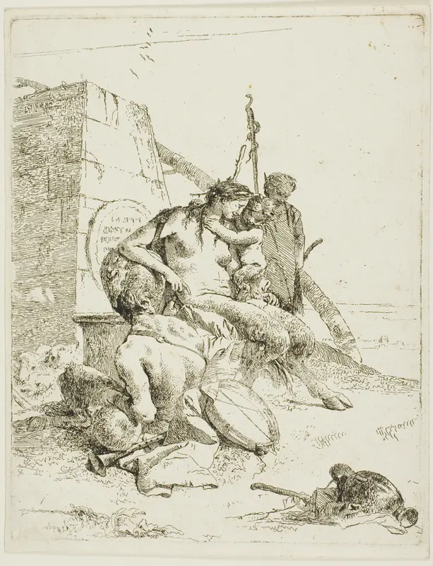 Satyr Family with the Obelisk, from Scherzi Wall Art by Giovanni Battista Tiepolo - High-Resolution Digital Print