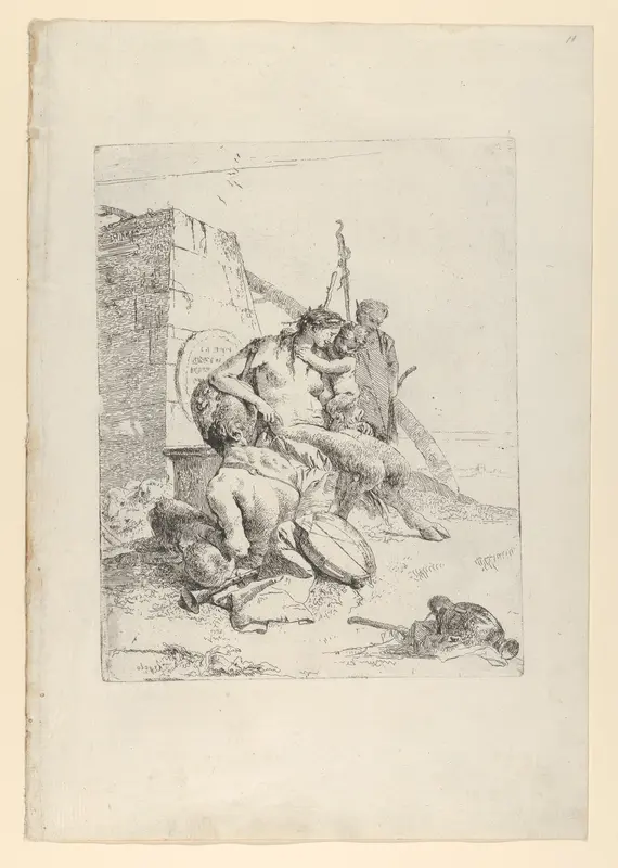 Satyr Family with the Obelisk, from the Scherzi Wall Art by Giovanni Battista Tiepolo - High-Resolution Digital Print