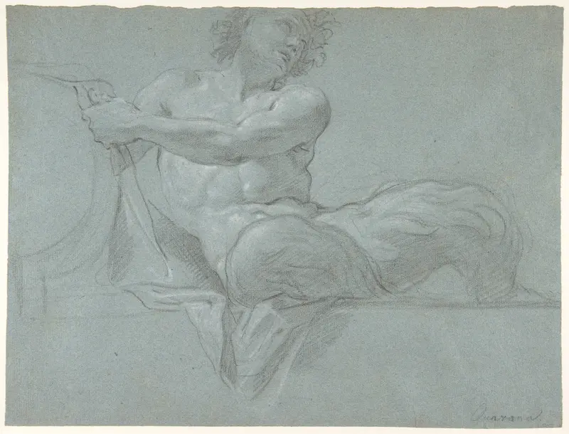 Satyr Reclining on a Ledge, Facing Right (recto); Satyr Reclining on a Ledge, Facing Left (verso) Wall Art by Jacopo Guarana - High-Resolution Digital Print