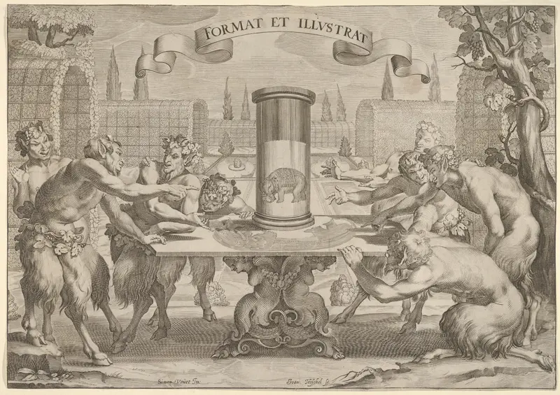 Satyrs Admiring the Anamorphosis of an Elephant Wall Art by Hans Troschel - High-Resolution Digital Print