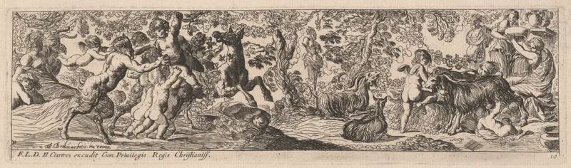 Satyrs and Putti Playing with Animals Wall Art by Pierre Brebiette - High-Resolution Digital Print