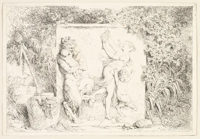 Satyrs Dancing from Bacchanales, or Satyrs' Games Wall Art by Jean Honoré Fragonard - High-Resolution Digital Print