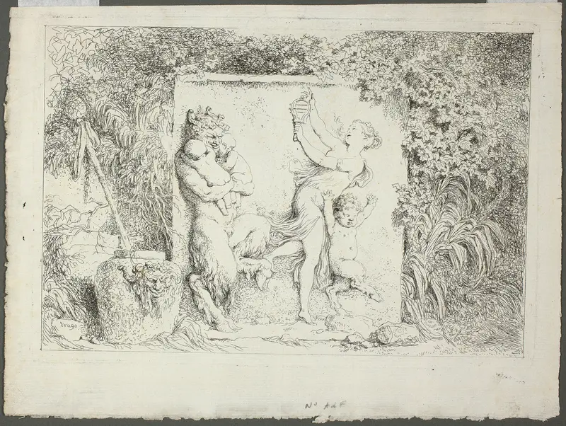 Satyrs Family, from Bacchanales, or Satyrs' Games Wall Art by Jean Honoré Fragonard - High-Resolution Digital Print