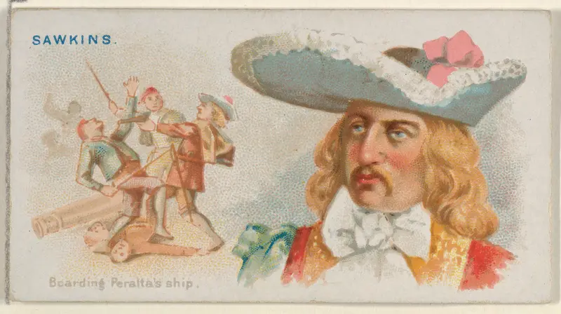 Sawkins, Boarding Peralta's Ship, from the Pirates of the Spanish Main series (N19) for Allen & Ginter Cigarettes Wall Art by Allen & Ginter - High-Resolution Digital Print