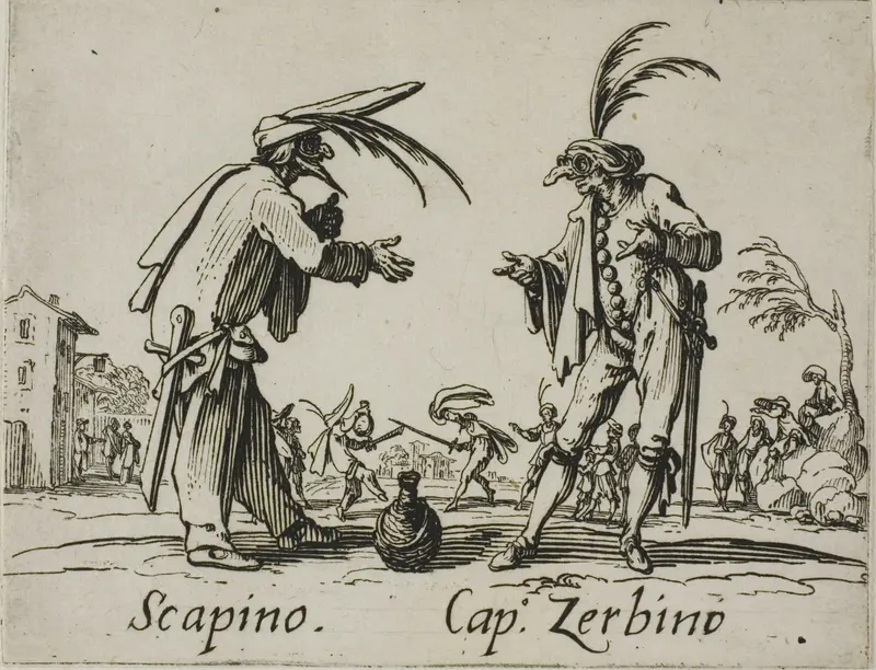 Scapino - Capitano Zerbino, plate 12 from Balli di Sfessania