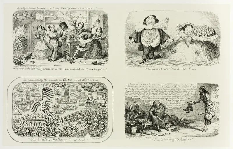 Scarcity of Domestic Services, or Every Family Their Own Cooks!!! from George Cruikshank's Steel Etchings to The Comic Almanacks: 1835-1853 (top left) Wall Art by George Cruikshank - High-Resolution Digital Print
