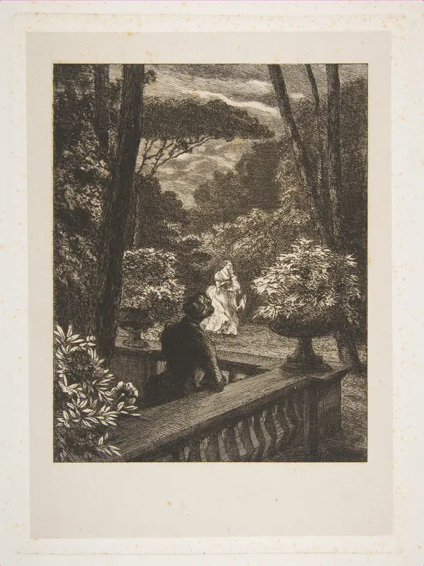 Scène dans un parc, le soir Wall Art by Félix Bracquemond - High-Resolution Digital Print