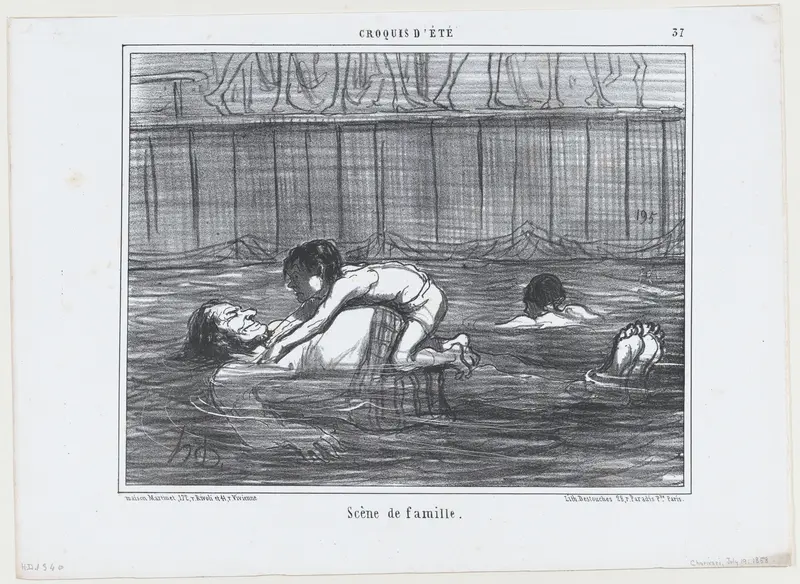 Scène de famille., from Croquis d'Été, published in Le Charivari, July 19, 1858 Wall Art by Honoré Daumier - High-Resolution Digital Print