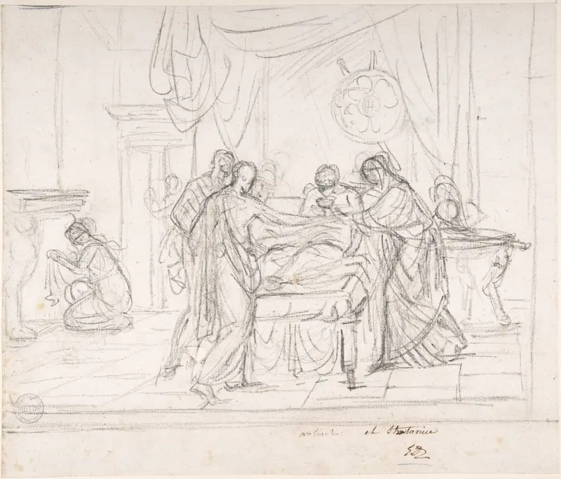 Scene from Ancient History: Cup Offered to an Invalid Wall Art by Jacques Louis David - High-Resolution Digital Print