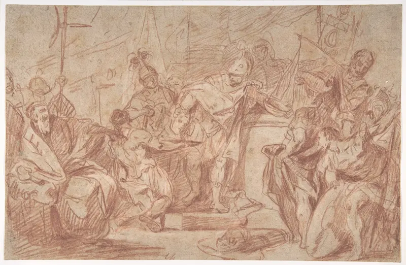 Scene from Ancient History (recto); Leg and Arm of a Nude Male Figure (verso) Wall Art by Nicola Marcola - High-Resolution Digital Print