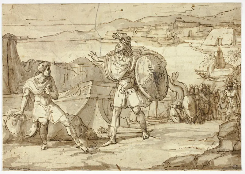 Scene from the Iliad: Confrontation of Two Warriors Wall Art by Unknown Italian - High-Resolution Digital Print