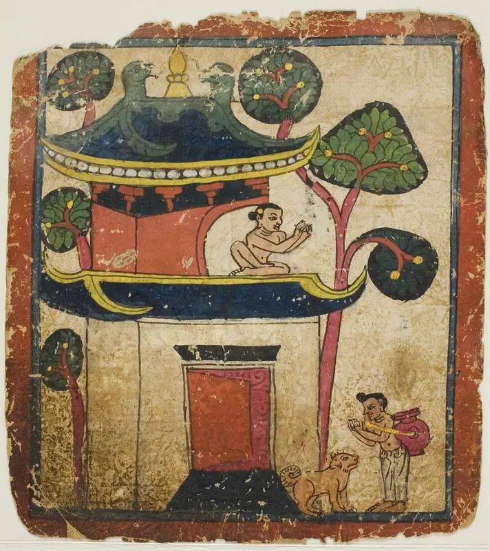 Scene from the Story of Buddha Ushnisha, from a Set of Initiation Cards (Tsakali) Wall Art by Unknown - High-Resolution Digital Print