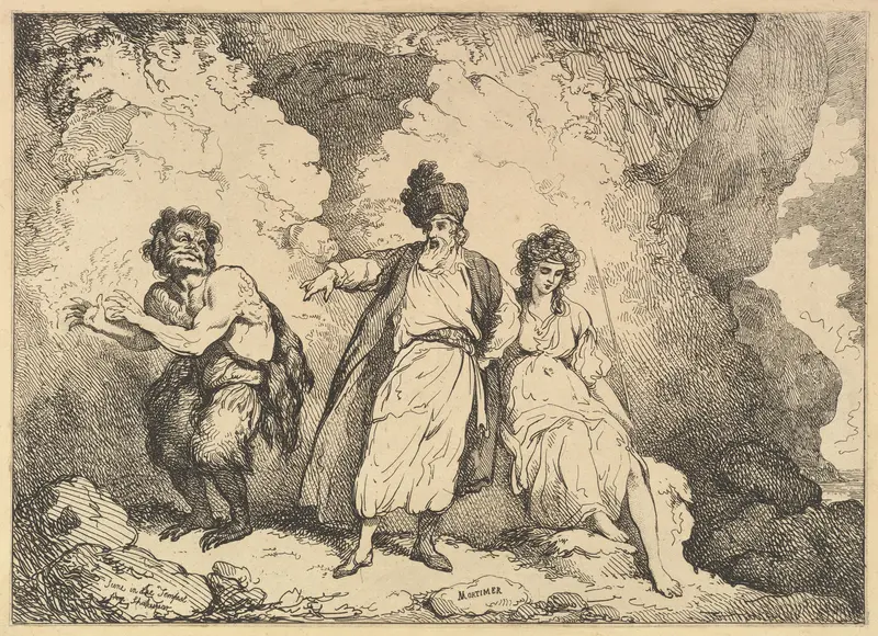 Scene from the Tempest: Caliban, Prospero and Miranda Wall Art by Thomas Rowlandson - High-Resolution Digital Print