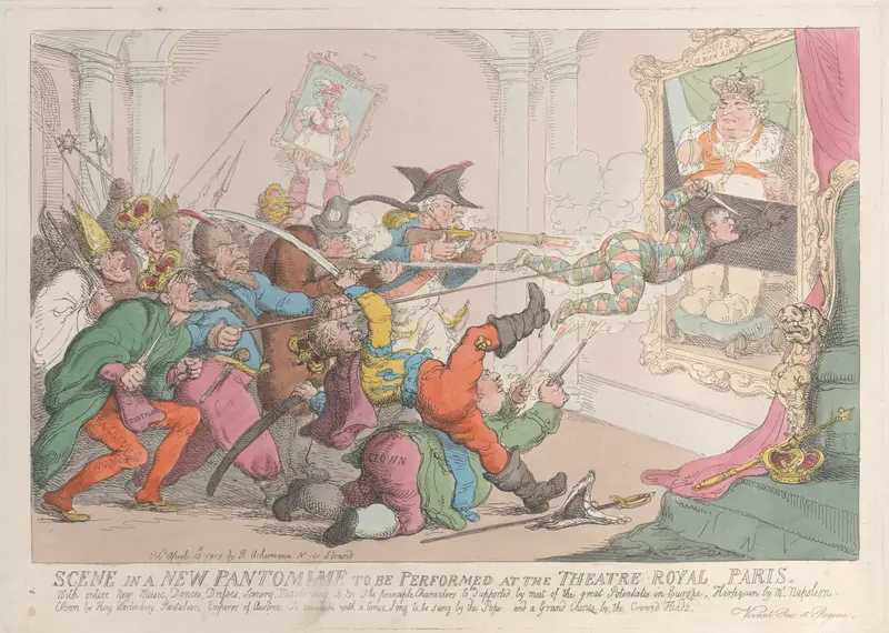 Scene in a New Pantomime to be Performed at the Theatre Royal Paris Wall Art by Thomas Rowlandson - High-Resolution Digital Print