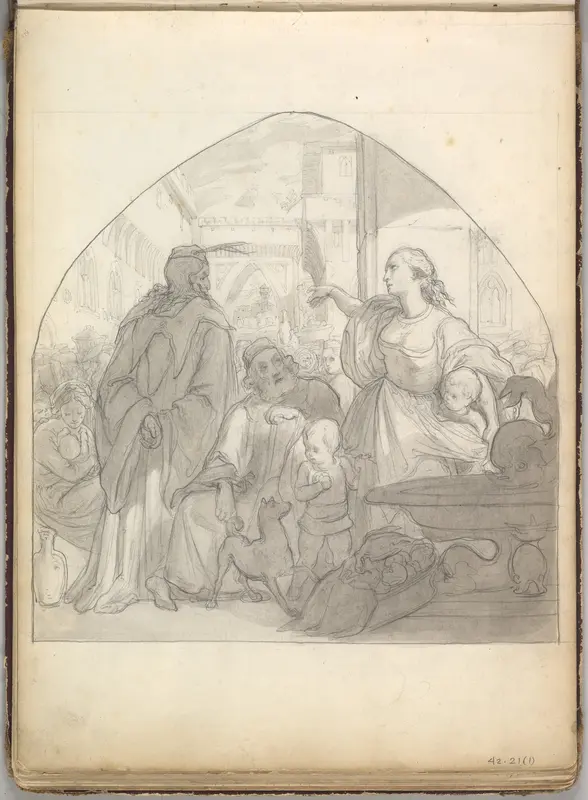 Scene in an Italian City with Figures Near a Fountain Wall Art by Frederic, Lord Leighton - High-Resolution Digital Print