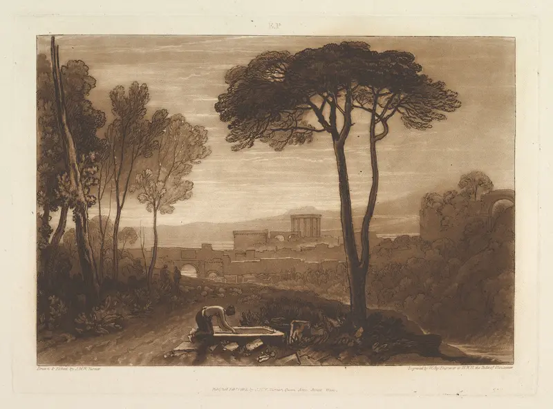 Scene in the Campagna, part VIII, plate 38 from "Liber Studiorum" Wall Art by Joseph Mallord William Turner - High-Resolution Digital Print