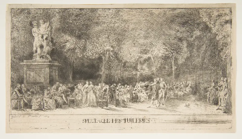 Scene in the Tuileries: The Chairs Wall Art by Gabriel de Saint-Aubin - High-Resolution Digital Print