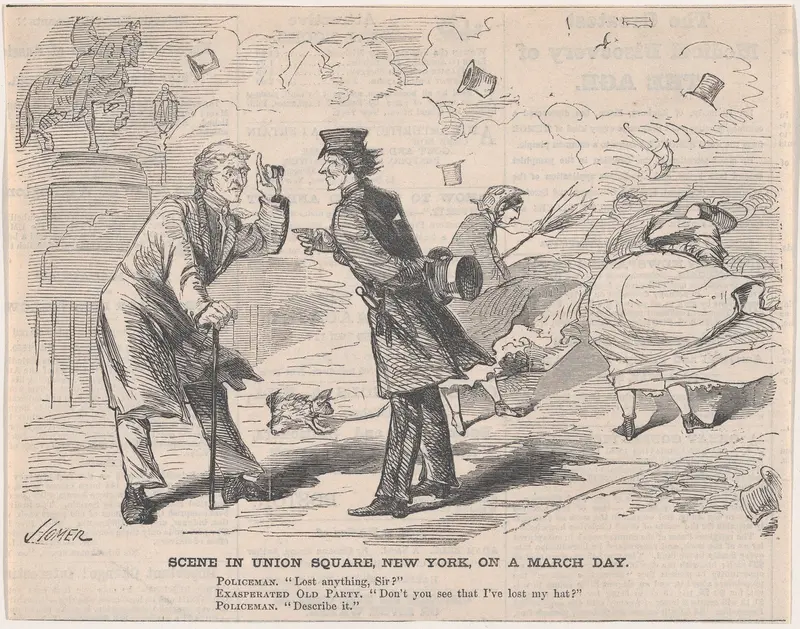 Scene in Union Square On a March Day (from "Harper's Weekly," Vol. IV) Wall Art by Winslow Homer - High-Resolution Digital Print