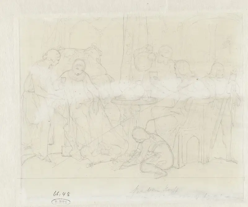 Scène met drinkende edelen Wall Art by Alexander Hugo Bakker Korff - High-Resolution Digital Print
