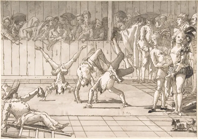 Scene of Contemporary Life: The Acrobats Wall Art by Giovanni Domenico Tiepolo - High-Resolution Digital Print