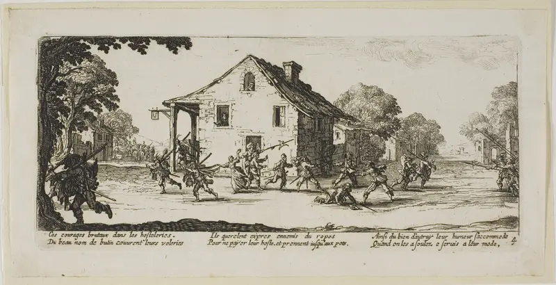 Scene of Pillage, plate four from The Large Miseries of War Wall Art by Gerrit Lucasz van Schagen - High-Resolution Digital Print