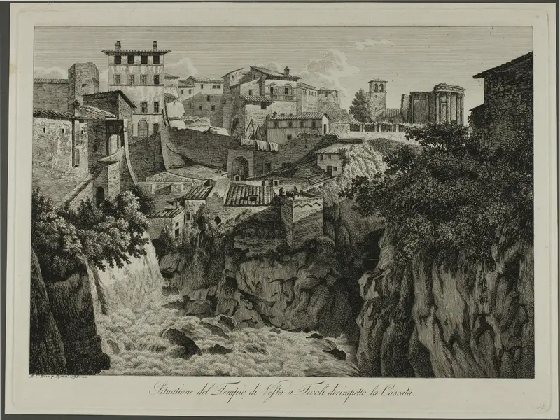 Scene of the Temple of Vesta at Tivoli Facing the Cascades