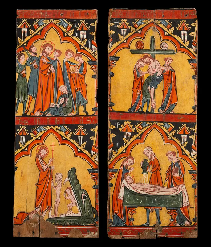 Scenes from the Life of Christ: Arrest of Christ, Christ in Limbo; Descent from the Cross, Preparation of Christ’s Body for His Entombment Wall Art by Unknown - High-Resolution Digital Print
