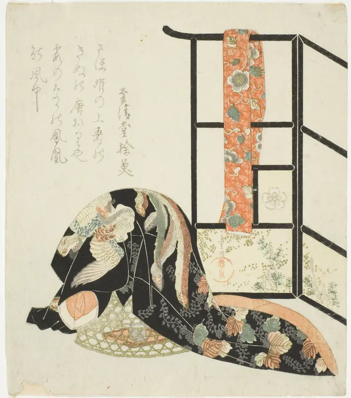 Scenting a kimono with incense Wall Art by Yanagawa Shigenobu I - High-Resolution Digital Print