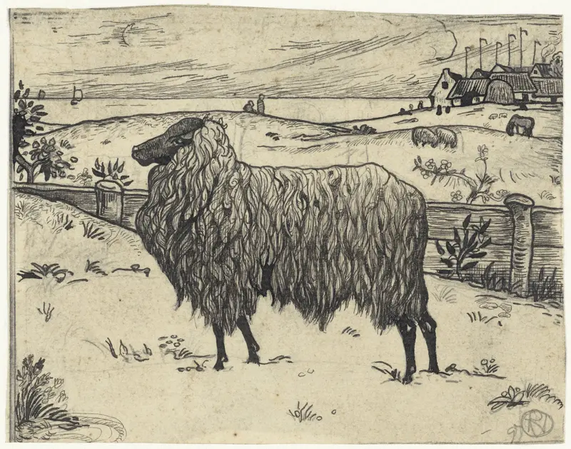 Schaap in een kustlandschap Wall Art by Richard Nicolaüs Roland Holst - High-Resolution Digital Print
