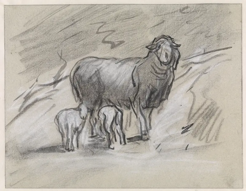 Schaap met twee lammetjes Wall Art by Jan van Essen - High-Resolution Digital Print