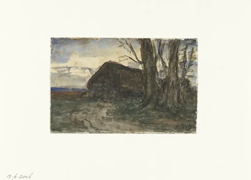 Schaapskooi bij bomen in avondlucht Wall Art by Sientje Mesdag-van Houten - High-Resolution Digital Print