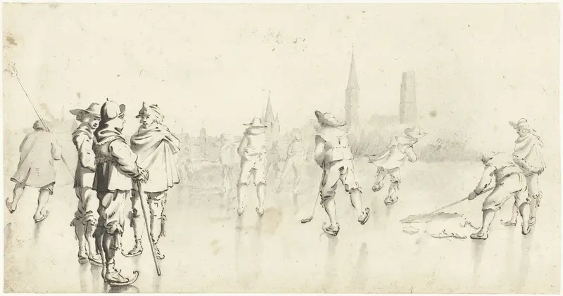 Schaatsers buiten Zwolle Wall Art by Gerard ter Borch (II) - High-Resolution Digital Print