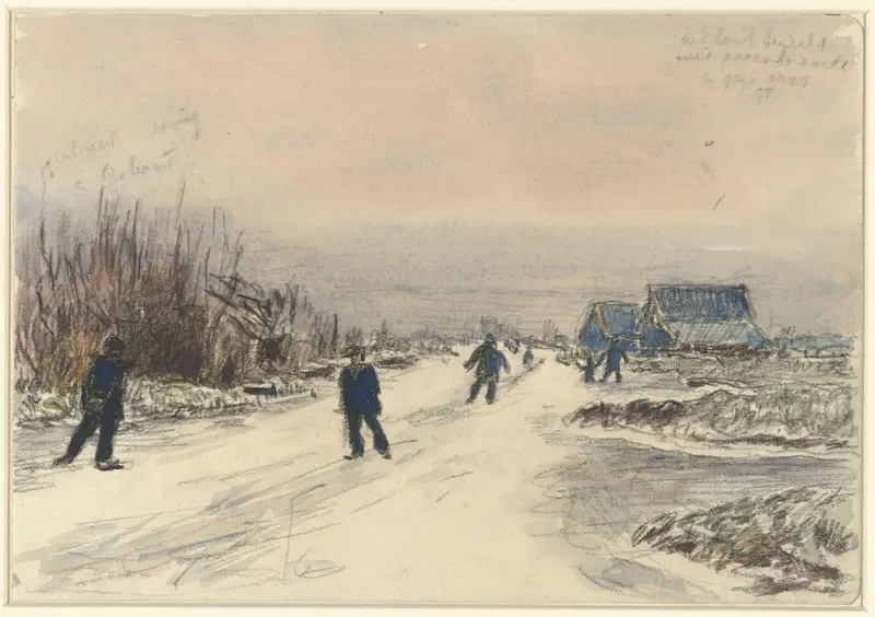 Schaatsers op een bevroren vaart Wall Art by Fik Abbing - High-Resolution Digital Print
