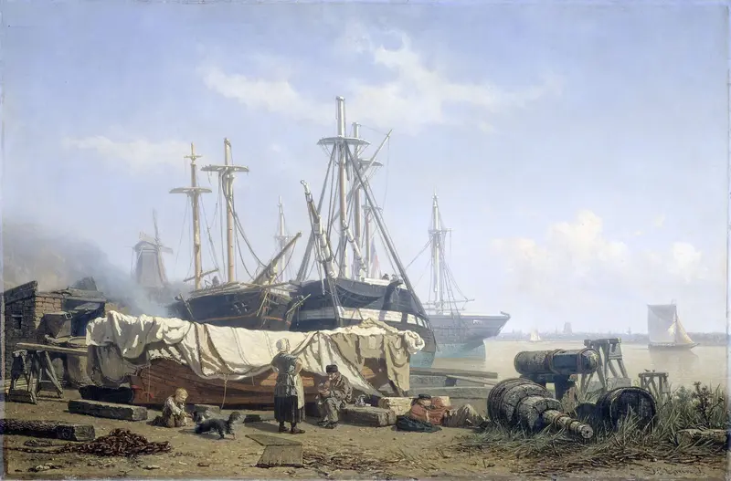 Schafttijd op een scheepstimmerwerf aan de Maas Wall Art by Johan Conrad Greive - High-Resolution Digital Print