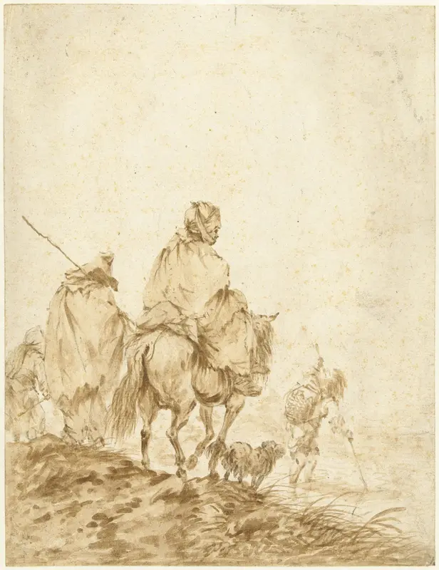 Schamel geklede reizigers Wall Art by Francesco Giuseppe Casanova - High-Resolution Digital Print