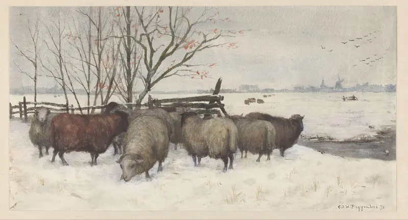 Schapen in de sneeuw Wall Art by Geo Poggenbeek - High-Resolution Digital Print